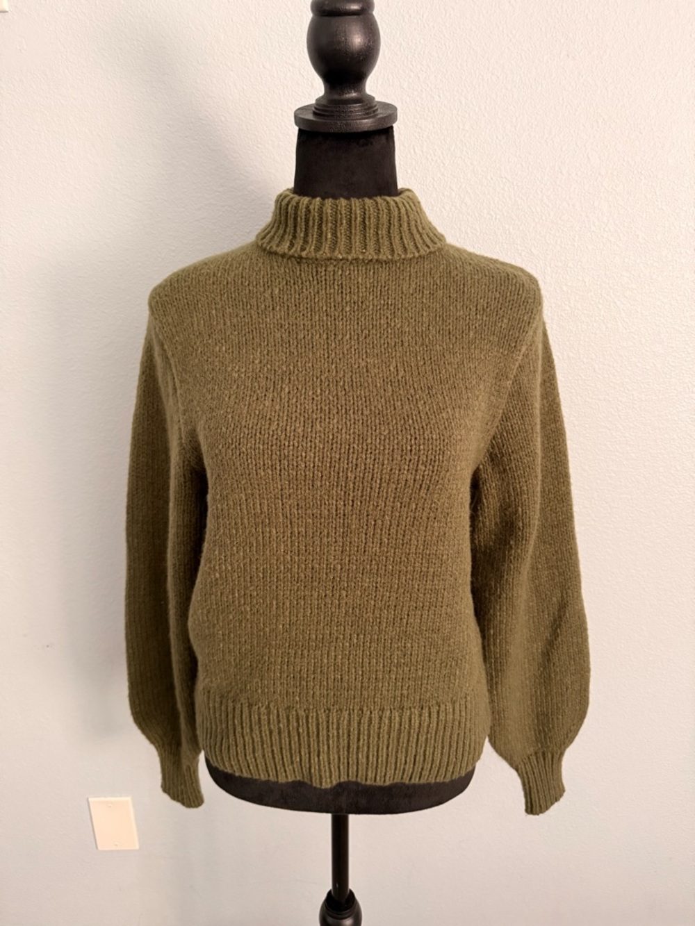 Army green turtle neck